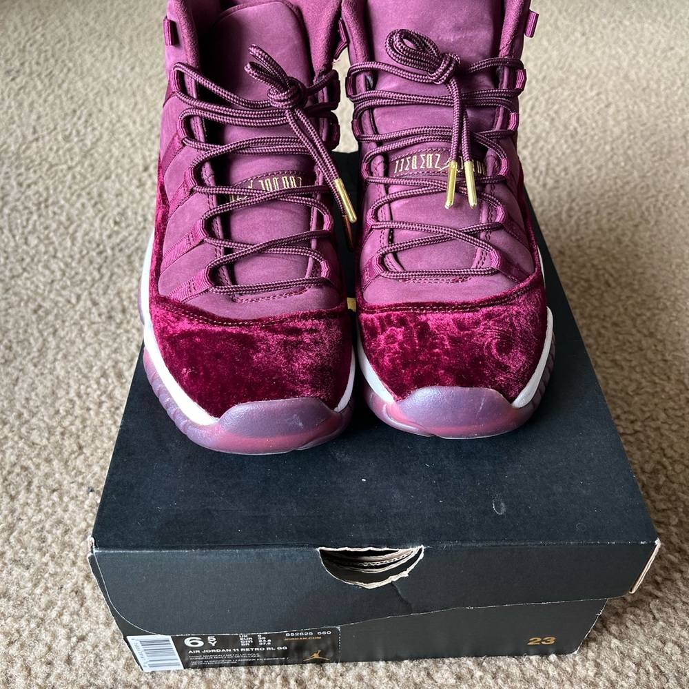 Jordan Women's Velvet Low-Top Sneakers in Burgundy